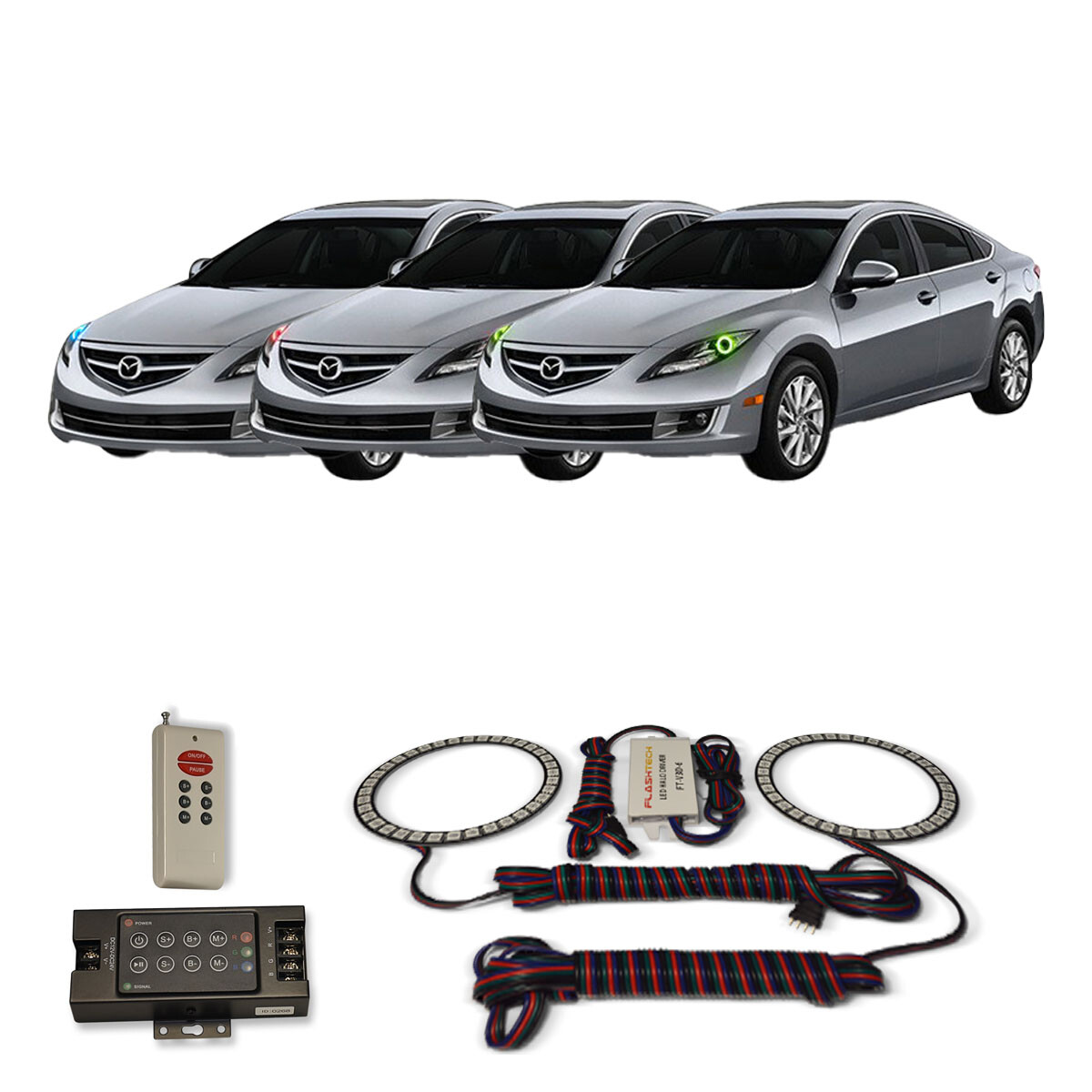 RGB Multi Color RF Headlight Halo kit for Mazda 6 11-13