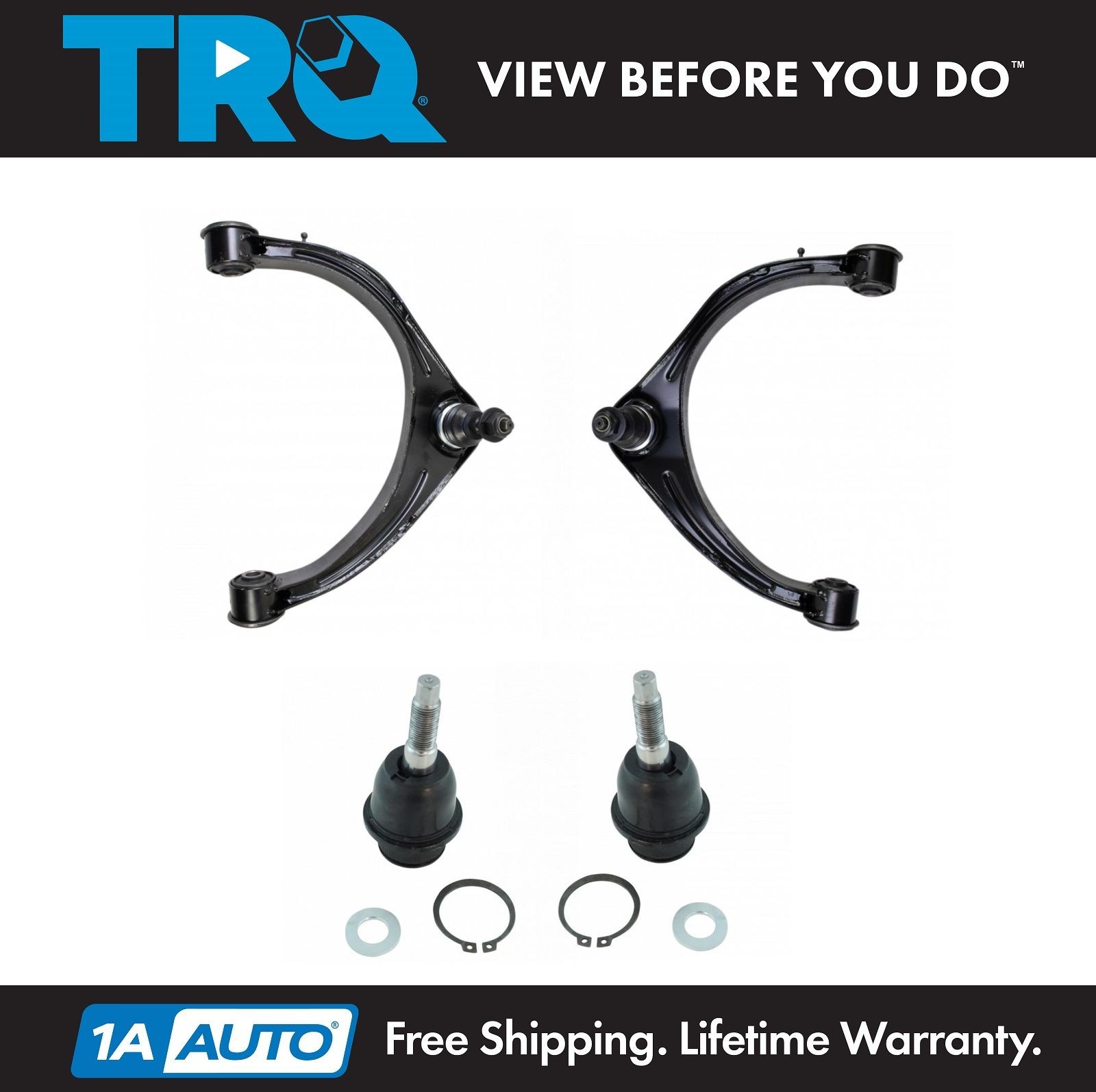 TRQ 4 pc Kit Upper Control Arm Lower Ball Joint LH RH for 09-23 Dodge Ram 1500