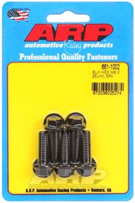 ARP for M8 x 1.25 x 25 Hex Black Oxide Bolts 5 Piece 661-1002