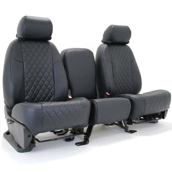 Coverking Diamond Stitch Leatherette Black Seat Covers for Hummer H3