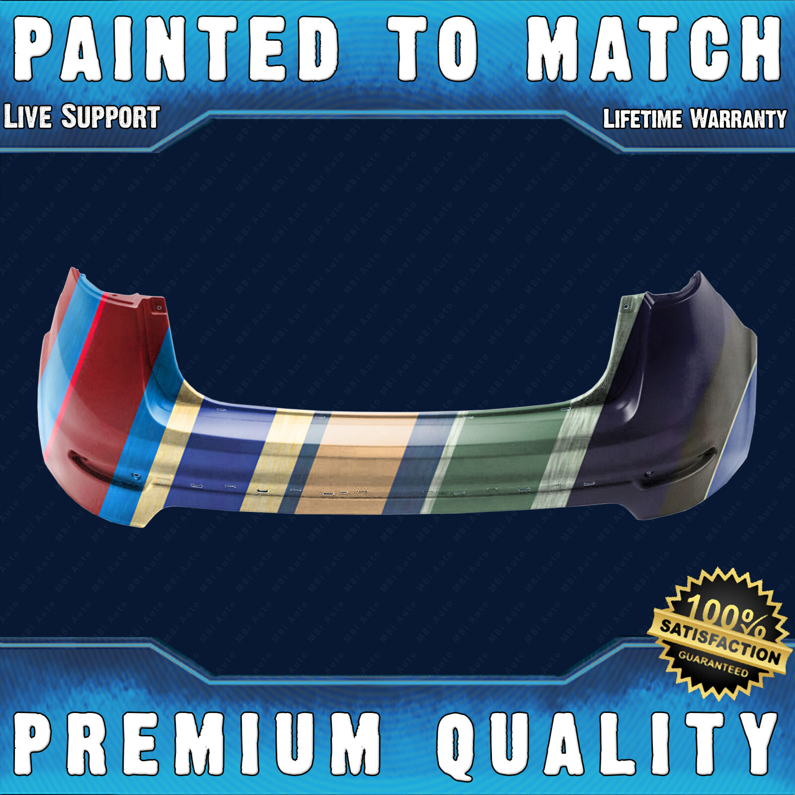 NEW Painted To Match - Rear Bumper Replacement for 2014-2019 Ford Fiesta Sedan