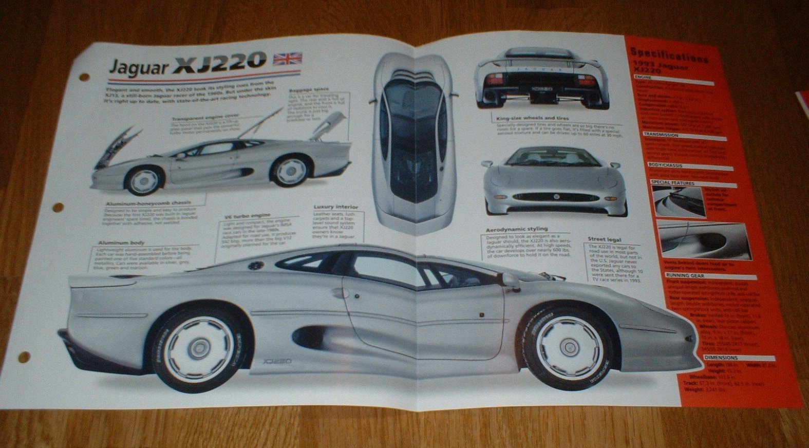 1993 Jaguar XJ220 Original Imp Brochure Specs Info 93 92 94 XJ 220