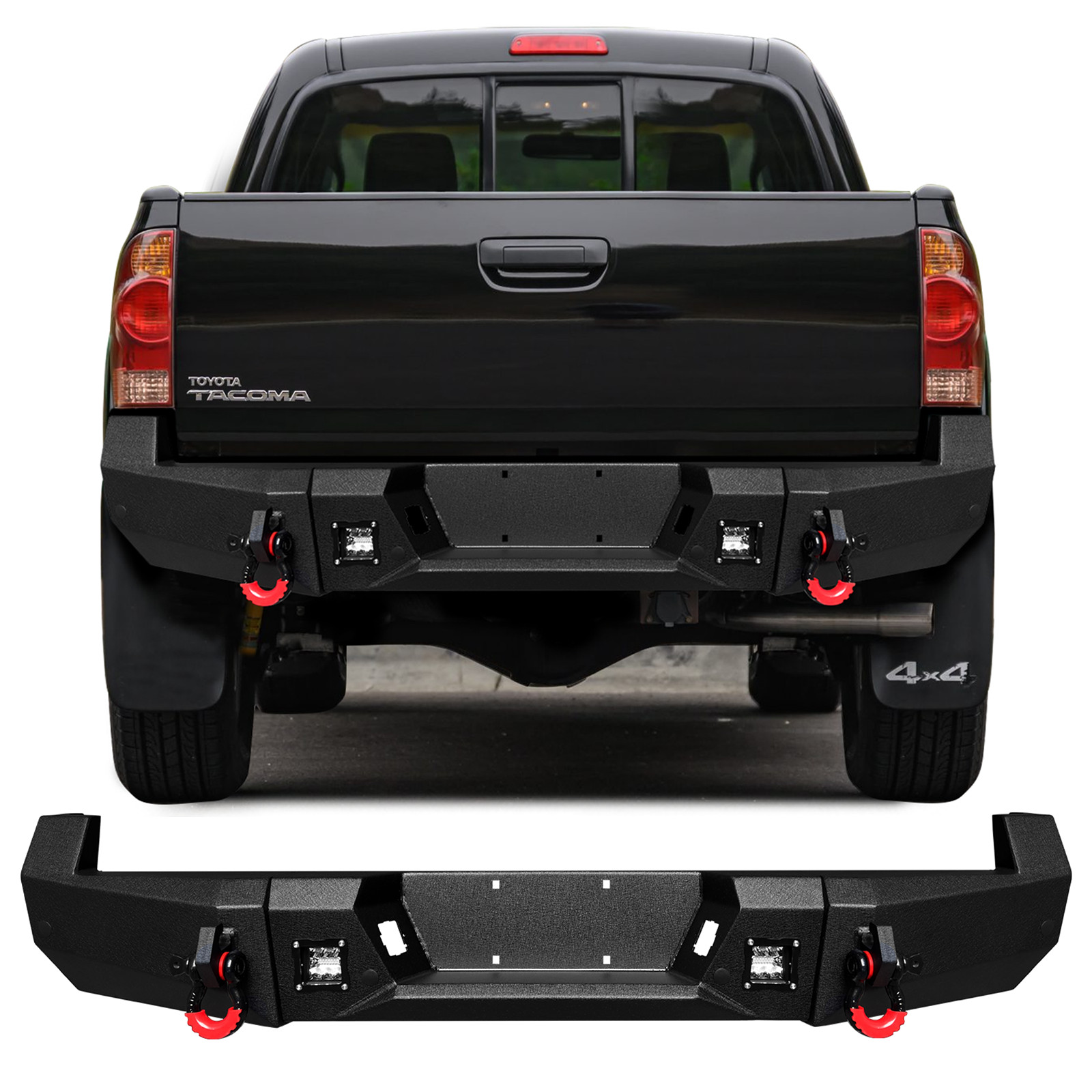 VIJAY Steel Rear Bumper for 2005-2015 Toyota Tacoma with LED Lights & D-rings