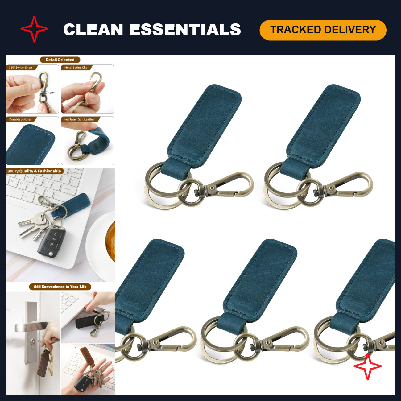 Genuine Leather Universal Car Key Fob Keychain Holder for Men & Women - JC306