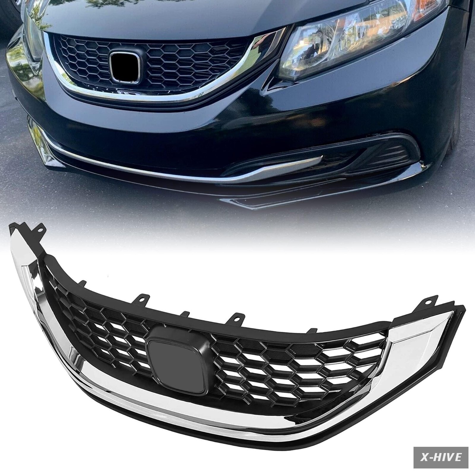 HECASA Grilles Bumper Grill Compatible Black Abs,Plastic