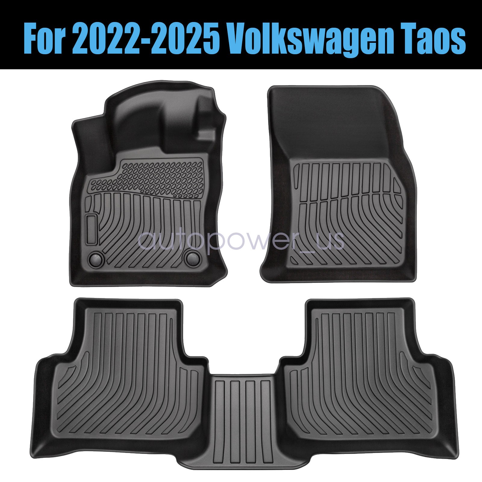 For 2022-2025 Volkswagen Taos TPE All-Weather Front & Rear Floor Mats Liners 3X