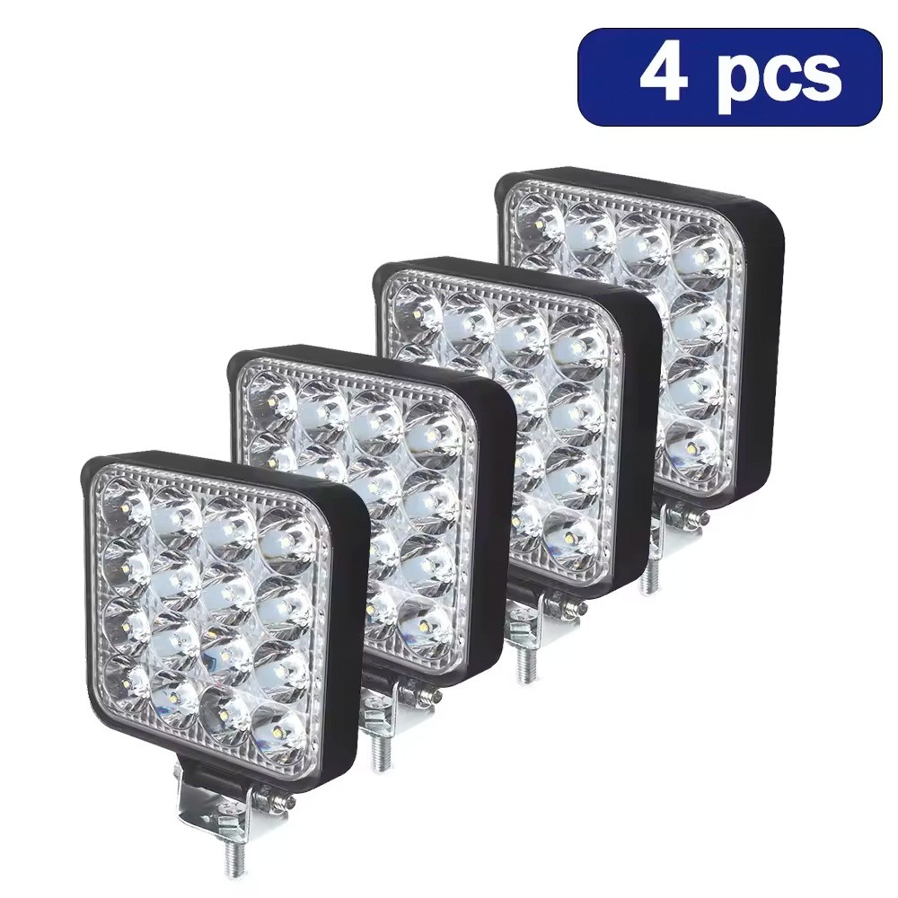 4/8Pcs 80W LED Work Light Truck OffRoad Tractor Flood Lights 12V Square 4 Inch