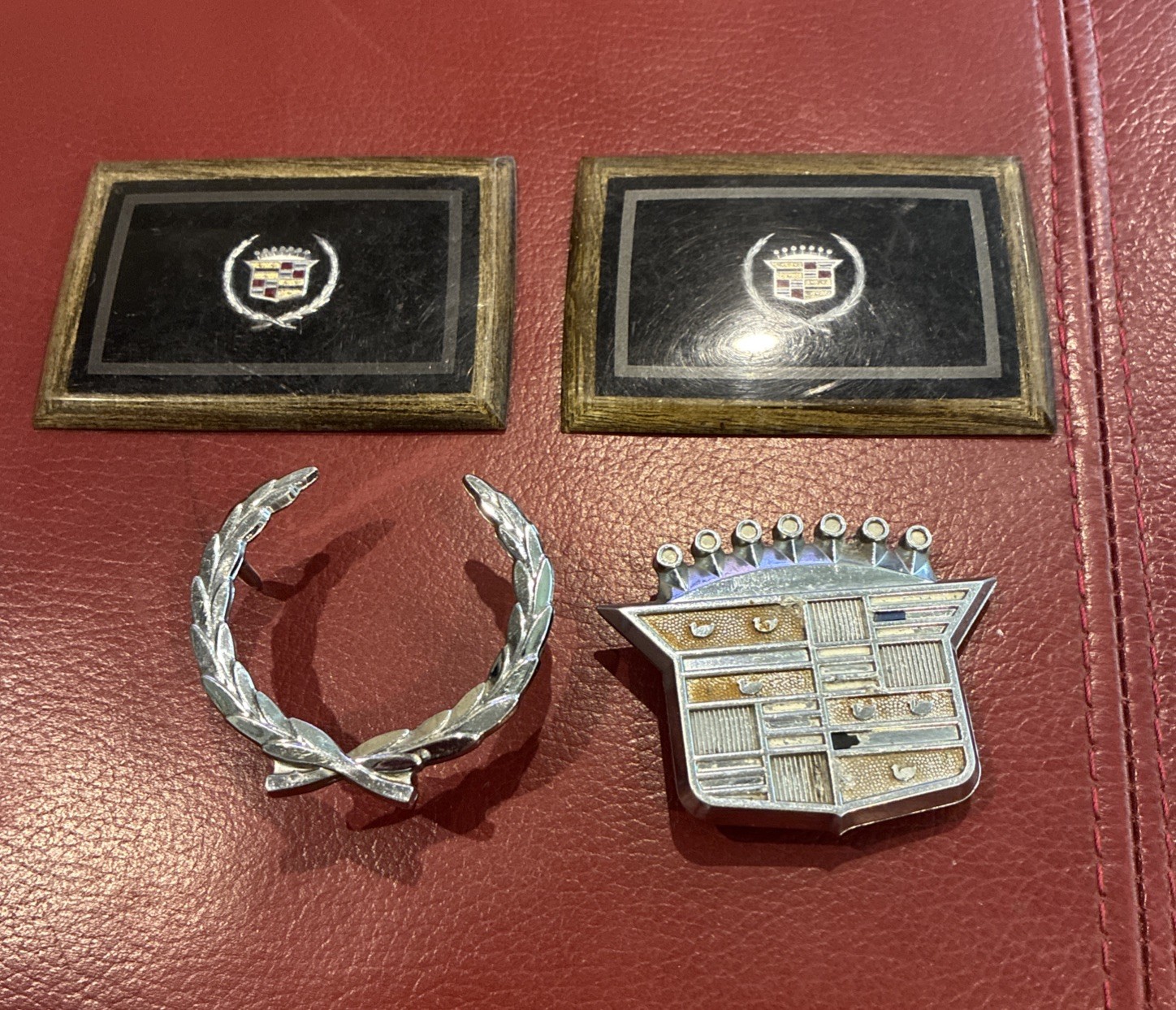 Vintage Cadillac Emblem Lot 1970s-1990s DeVille Fleetwood Eldorado Wreath Crest
