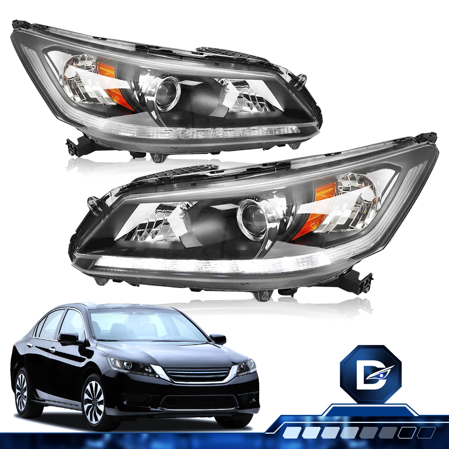 Driveforge For 2013-2015 Honda Accord w/LED DRL Halogen Headlights Assembly Driveforge For 2013-2015 Honda Accord w/LED DRL Halogen Headlights Assembly