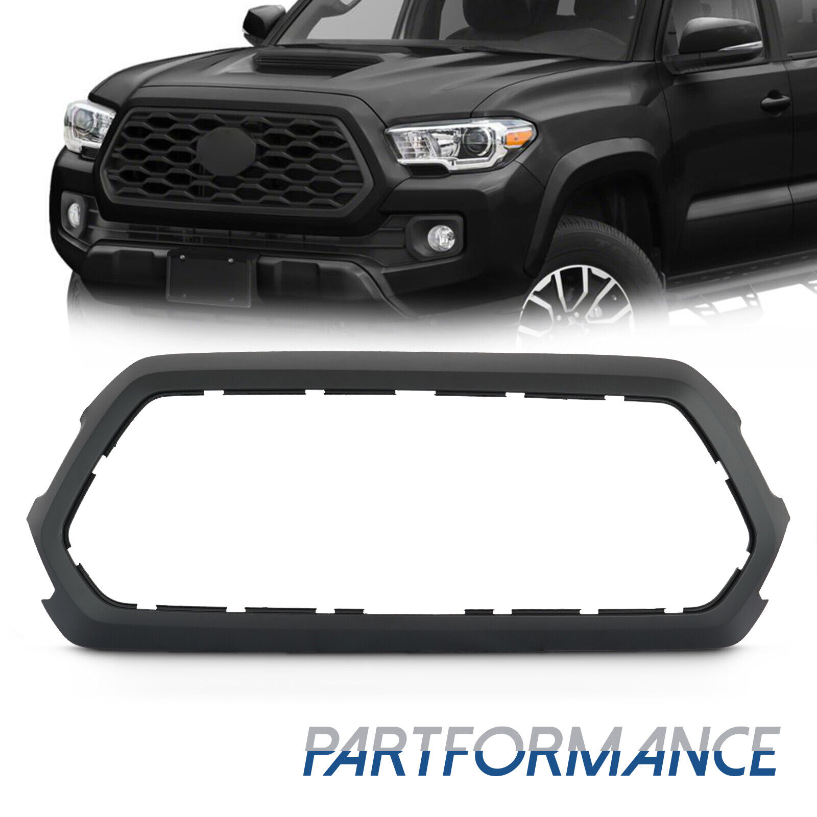 For 2016-2022 Toyota Tacoma Front Upper Grille Outer Frame Shell Surround Black