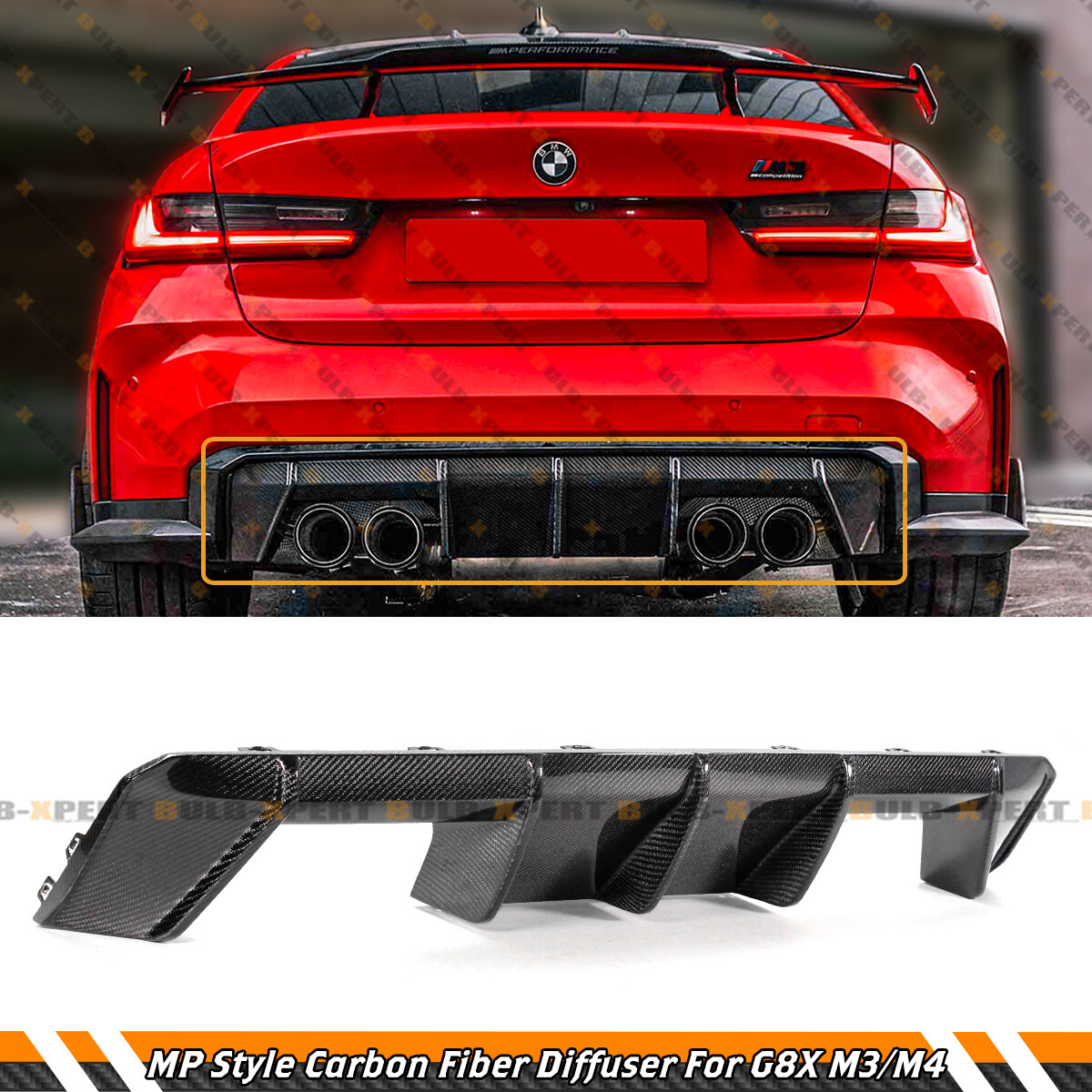 MP Style Real Carbon Fiber Rear Bumper Diffuser For 2021-2026 BMW G80 M3 G82 M4