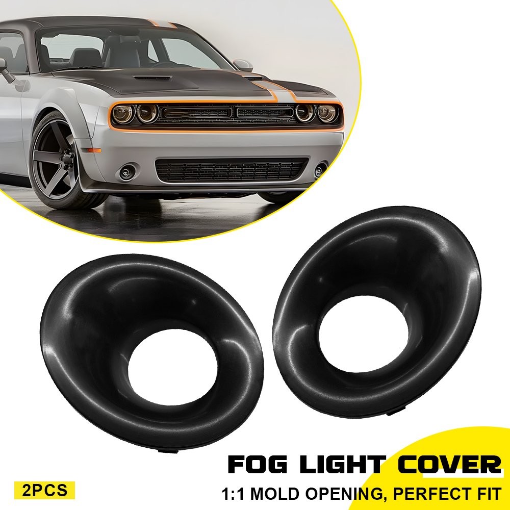 2X Fog Light Bezel Bumper Fog Lamp Covers For 2015-2022 Dodge Challenger Black K