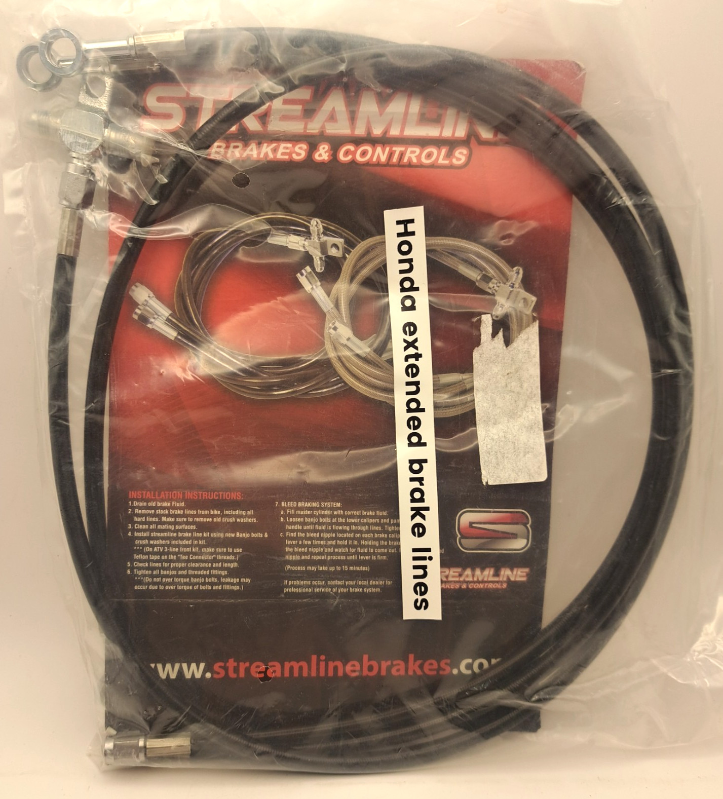 Streamline Steel Braided Brake Lines Black Extended Brake Lines Honda TRX 300EX