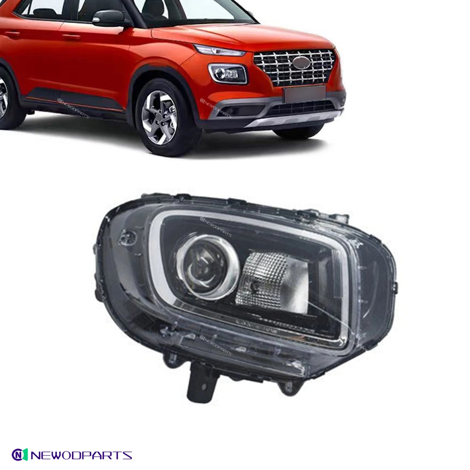 Headlight Halogen Headlamp Chrome Fit 2020-25 Hyundai Venue Right Side W/O DRL
