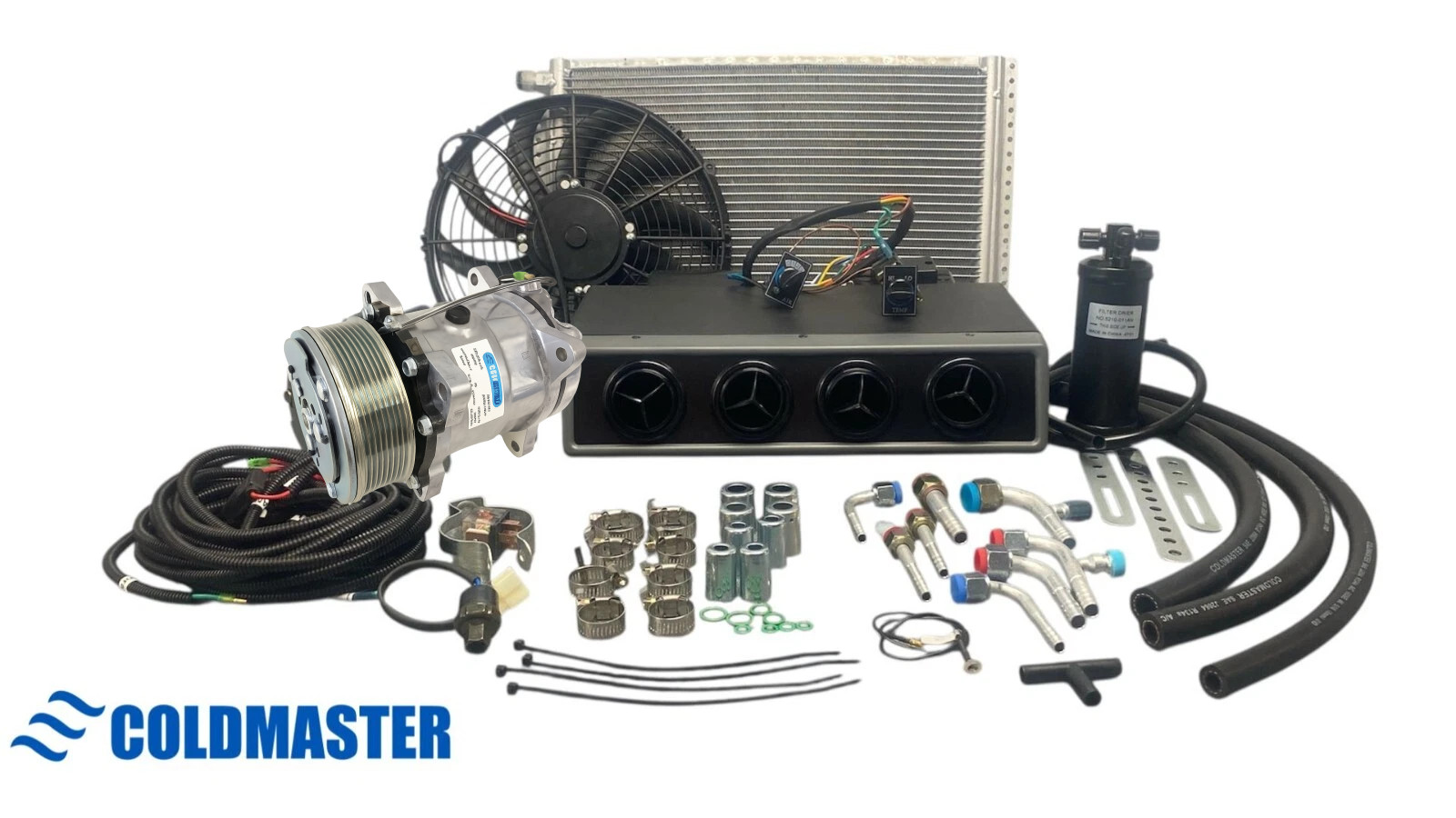 Universal Underdash A/C Kit Evaporator 404 12V Electric Premium Matte Black,PK-8