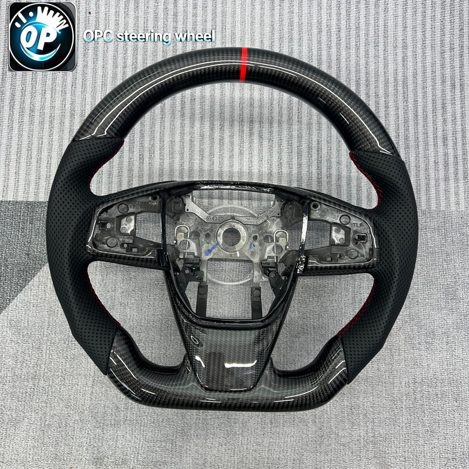 Customized black Carbon Fiber Leather Steering Wheel for 2017-2021 Honda CR-V