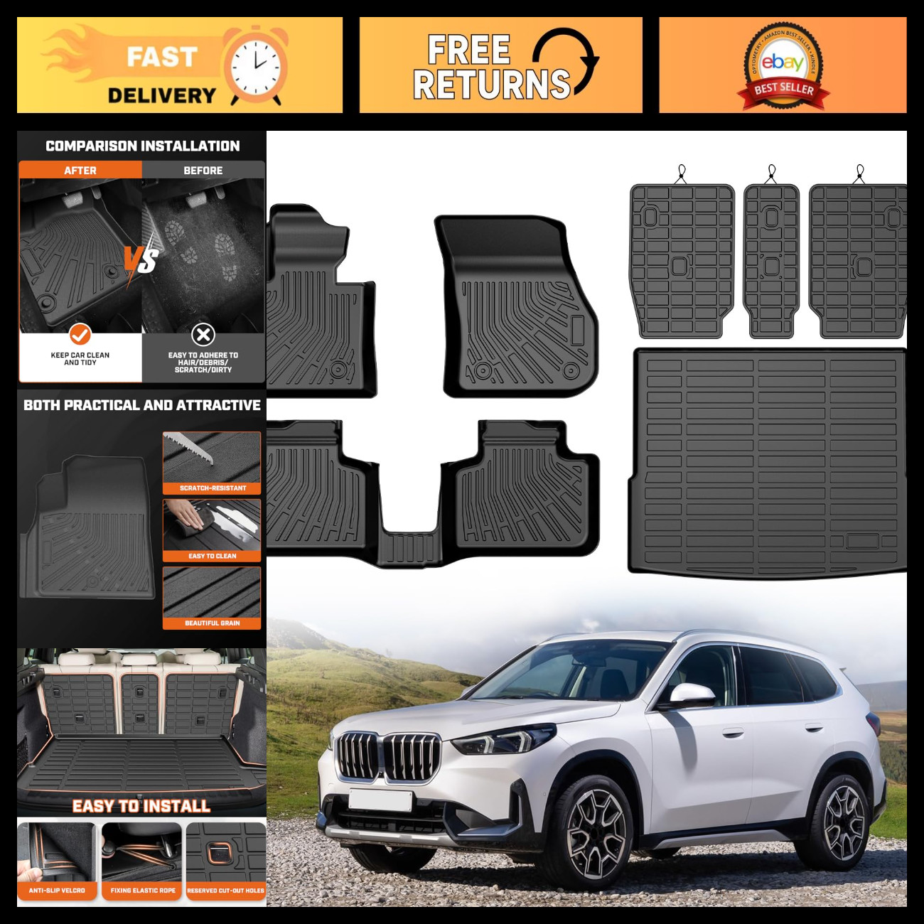Premium Floor Mat & Cargo Liner for BMW X1 2023-2026 | All-Weather Protection