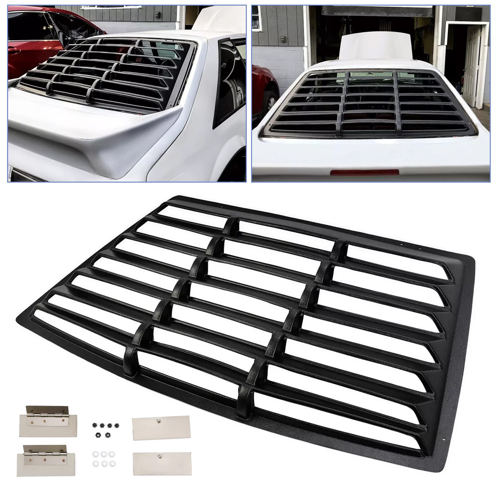 For Ford Mustang Fastback 1979-1993 Black Rear Window Louver Sun Shade Cover ABS