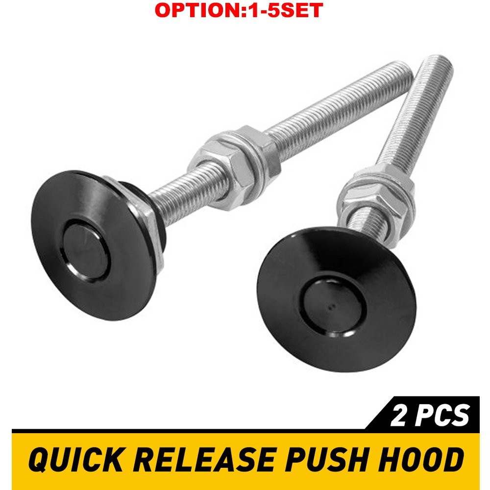 Button Black Push Quick Release Hood Bonnet Pins Lock Clip Car Bumper Latch Kit
