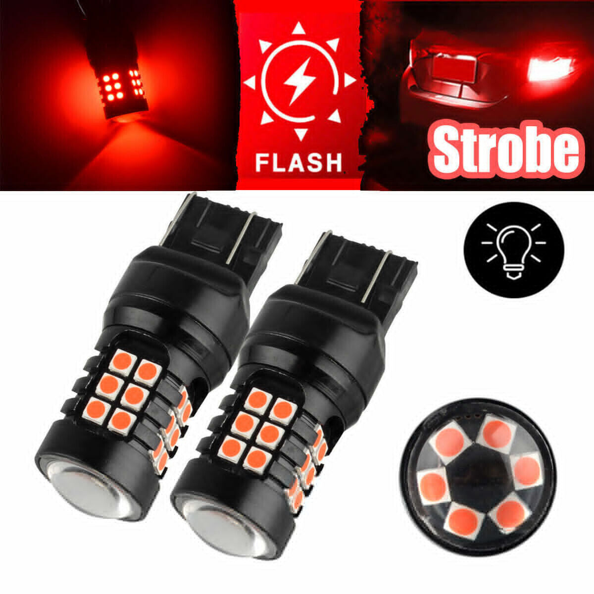 2x Red Strobe/Flashing Blinking LED Lamp for Honda Civic Accord Brake Tail Light