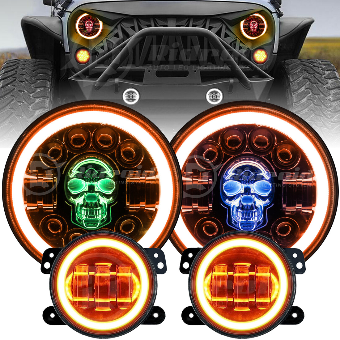 RGB Halo 7'' LED Headlights 4