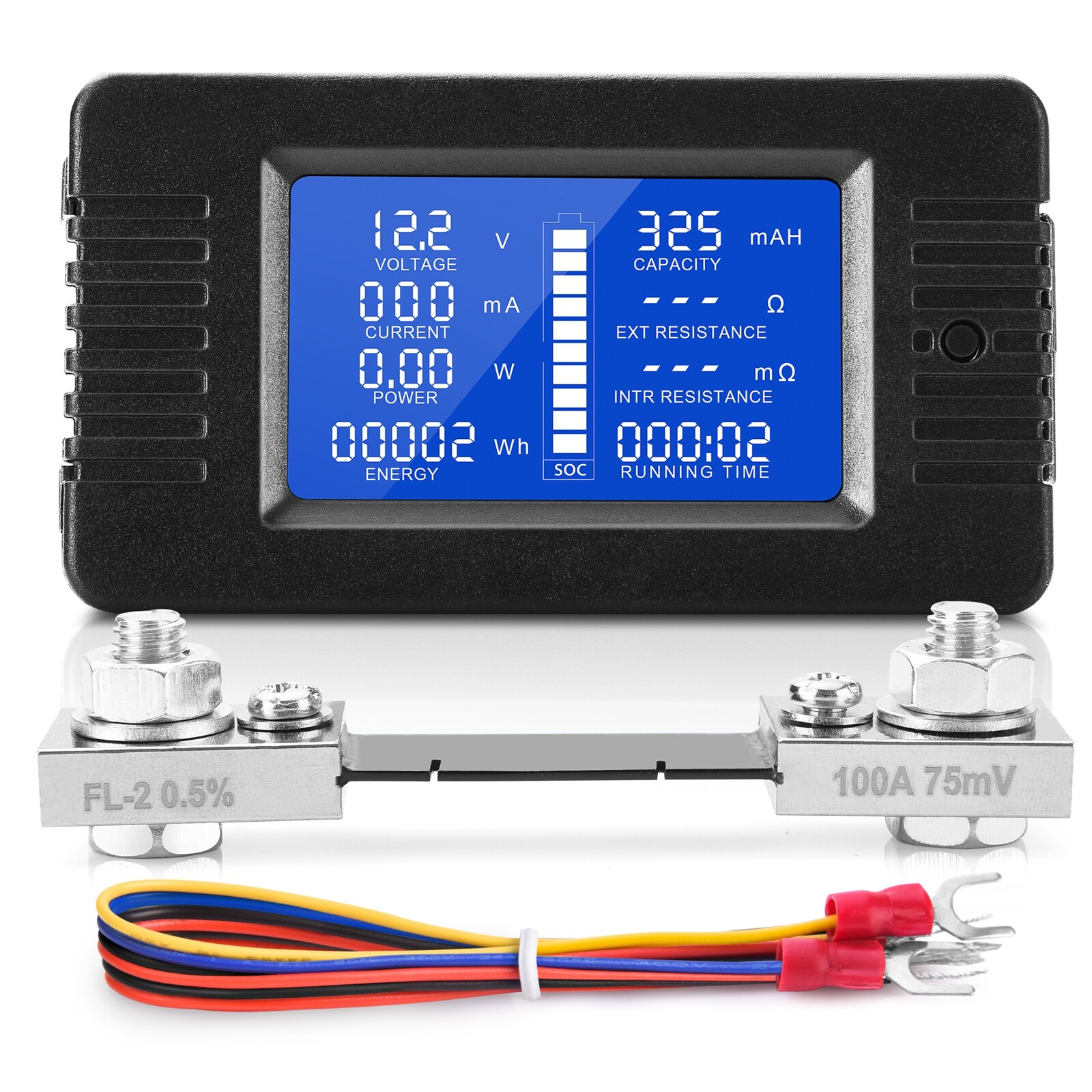 100A 200V DC Battery Monitor Voltmeter Current Meter RV Solar System Car Boat US