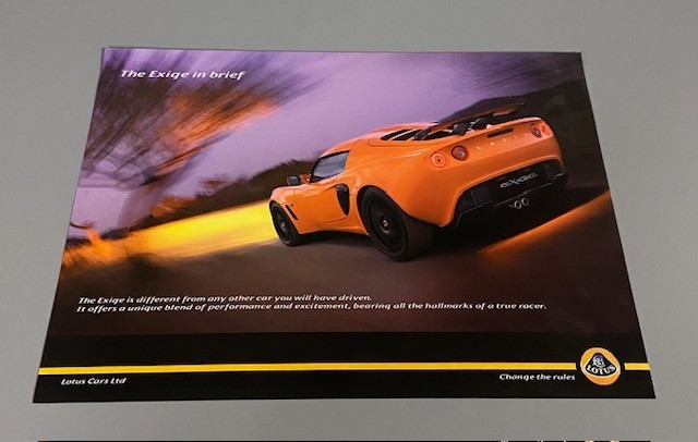 2006 2007 Lotus Exige 1-page Original Car Sales Brochure Sheet