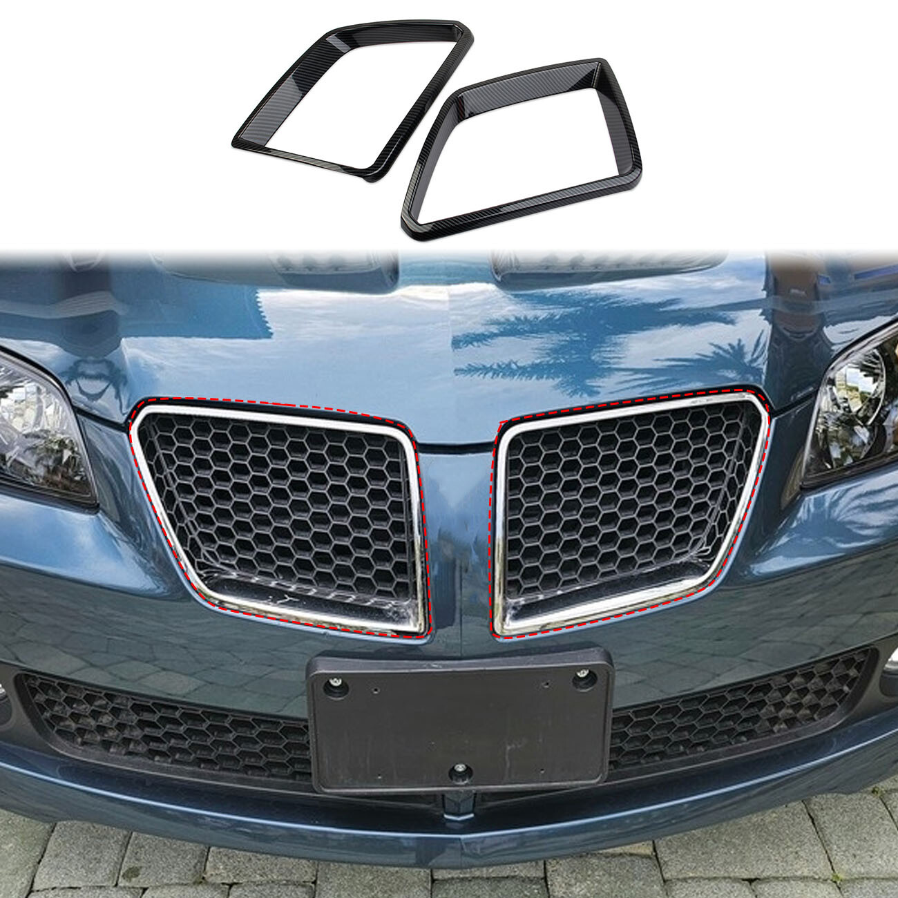 Carbon style exterior front honeycomb grille frame cover trim For Pontiac G8