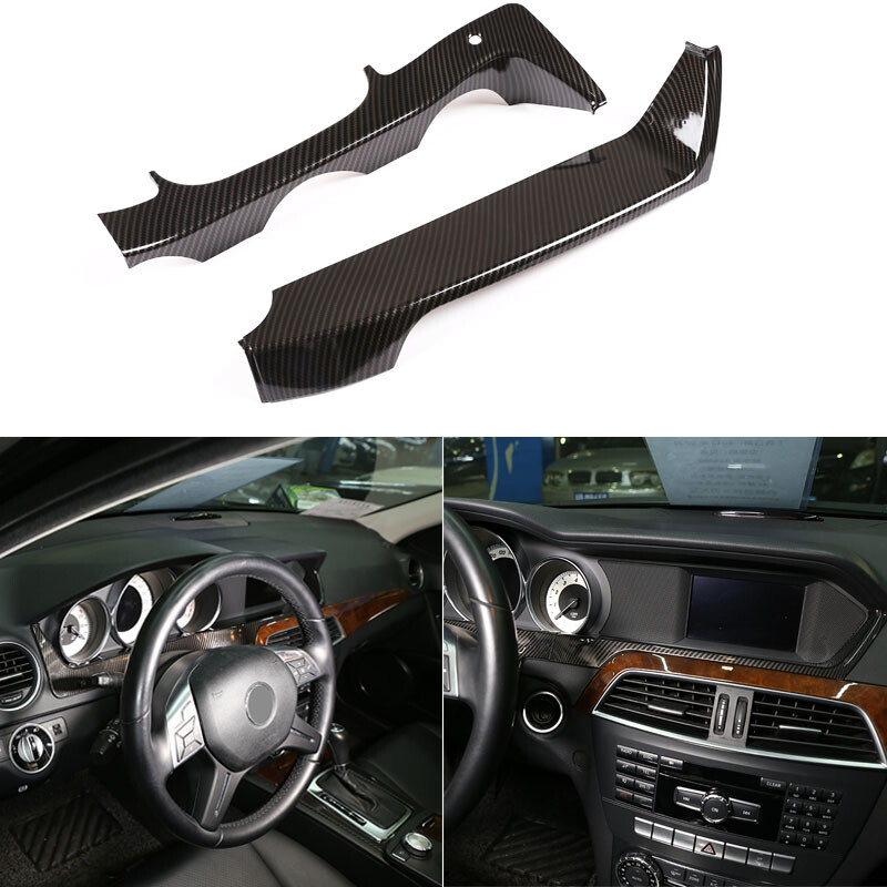 For 11-13 Mercedes Benz C Class W204 Carbon Fiber Style Dashboard Display Cover