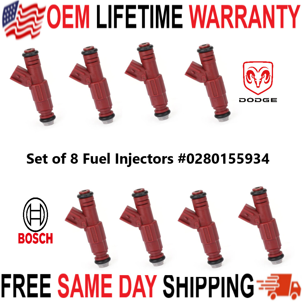 NEW UPGRADED OEM Bosch x8 12 hole Fuel Injectors for 00-03 Dodge 3.9L V6 5.9L V8