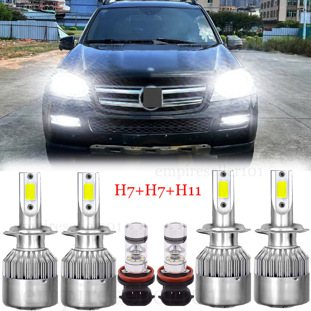 For Mercedes Benz GL450 2007-2012 E320 2008-2009 LED Headlight + Fog Light Bulbs