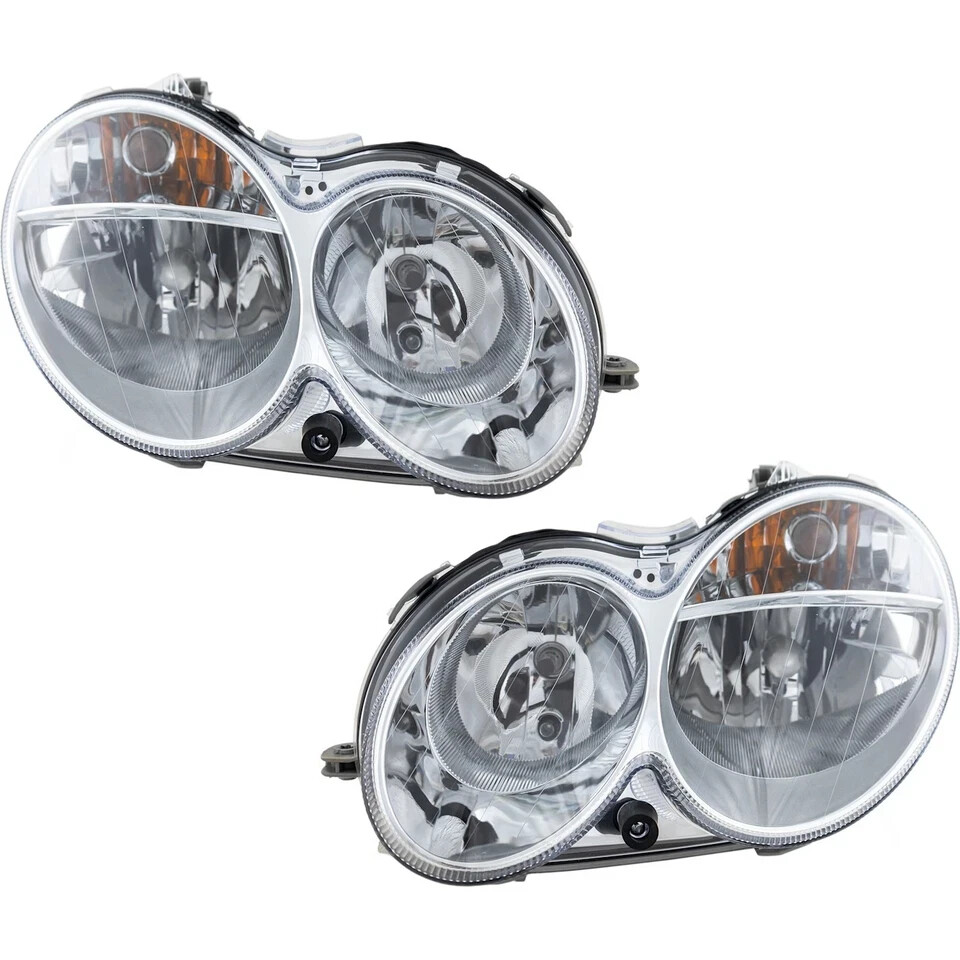 FITS MERCEDES BENZ CLK 2007-2009 HEADLIGHTS HEAD LIGHTS FRONT LAMPS HALOGEN PAIR
