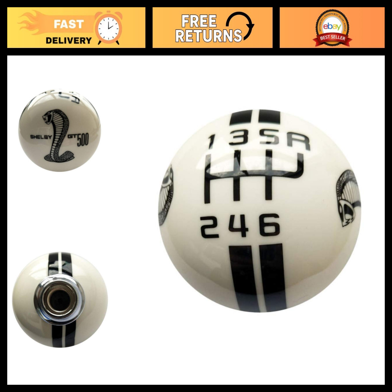 6-Speed Round Ball Shifter Knob for Mustang Shelby GT500 Cobra Manual Gear Shift