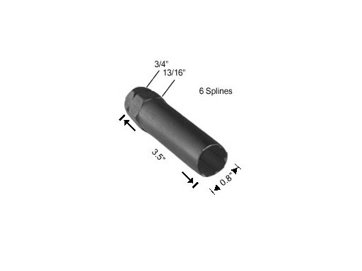 (1) SPLINE LUG NUT TOOL KEY - FITS 6 SPLINE DRIVE LUGS - BLACK - REPLACEMENT KEY