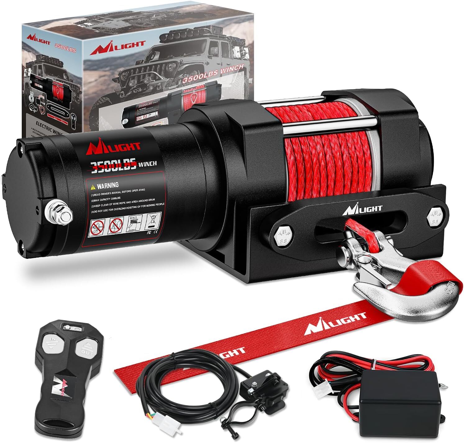 Nilight Electric Winch ATV Trailer Winches with Synthetic Rope Fairlead