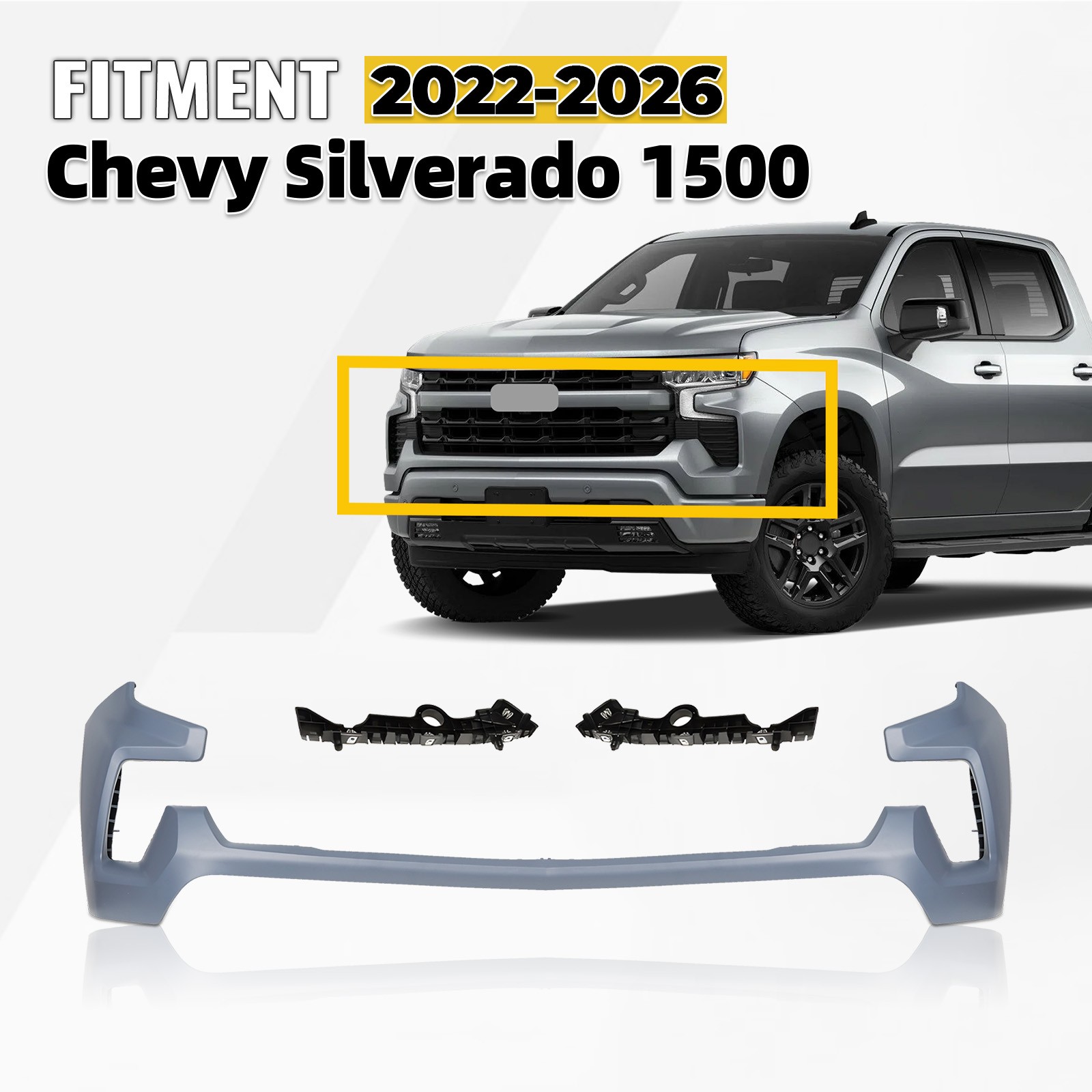 For 2022-2026 Chevry Silverado 1500 Front Upper Bumper Cover Primed New 85638716 For 2022-2026 Chevry Silverado 1500 Front Upper Bumper Cover Primed New 85638716