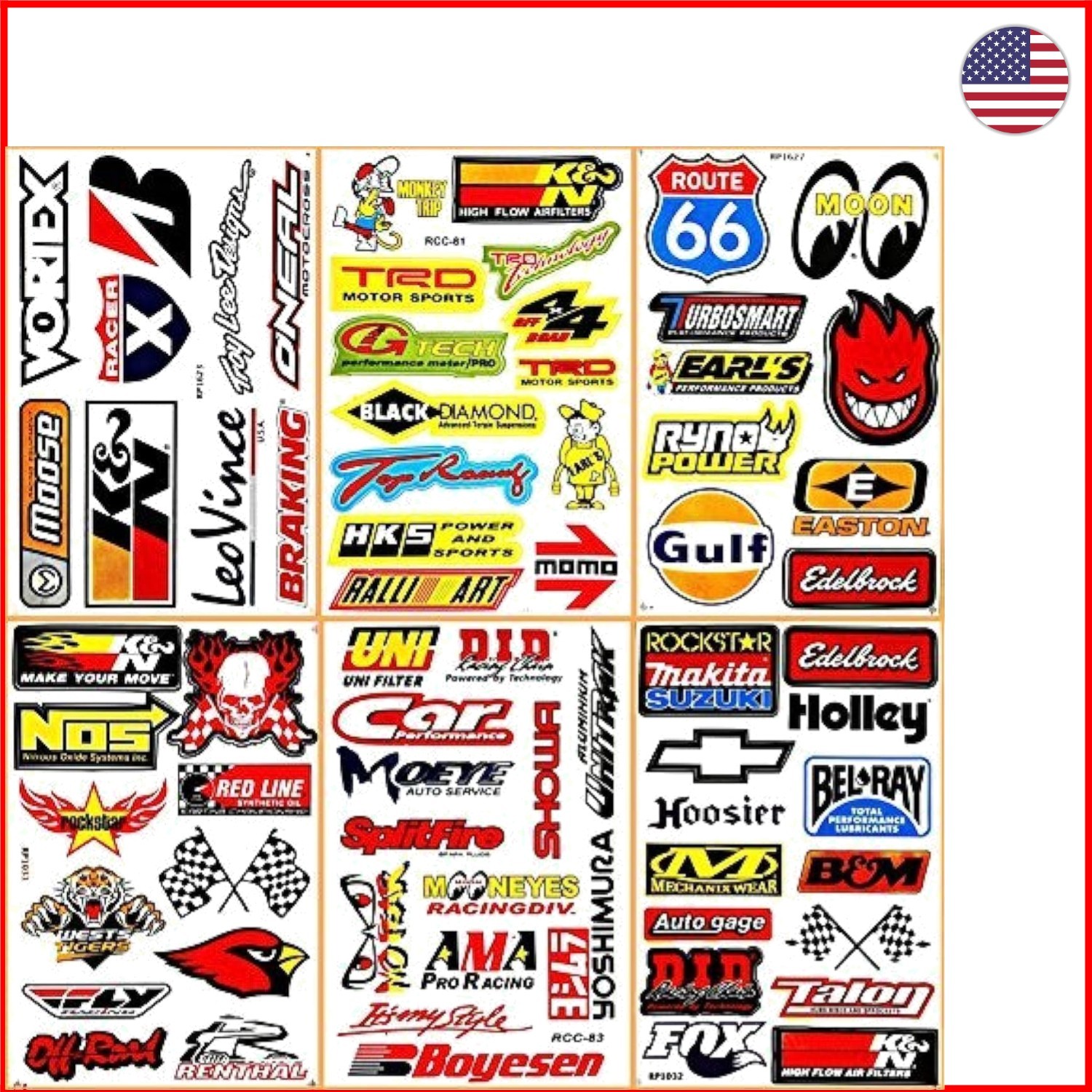 Weatherproof Vinyl Decals - 6 Unique Gulf Hot Rod Motorsport Stickers