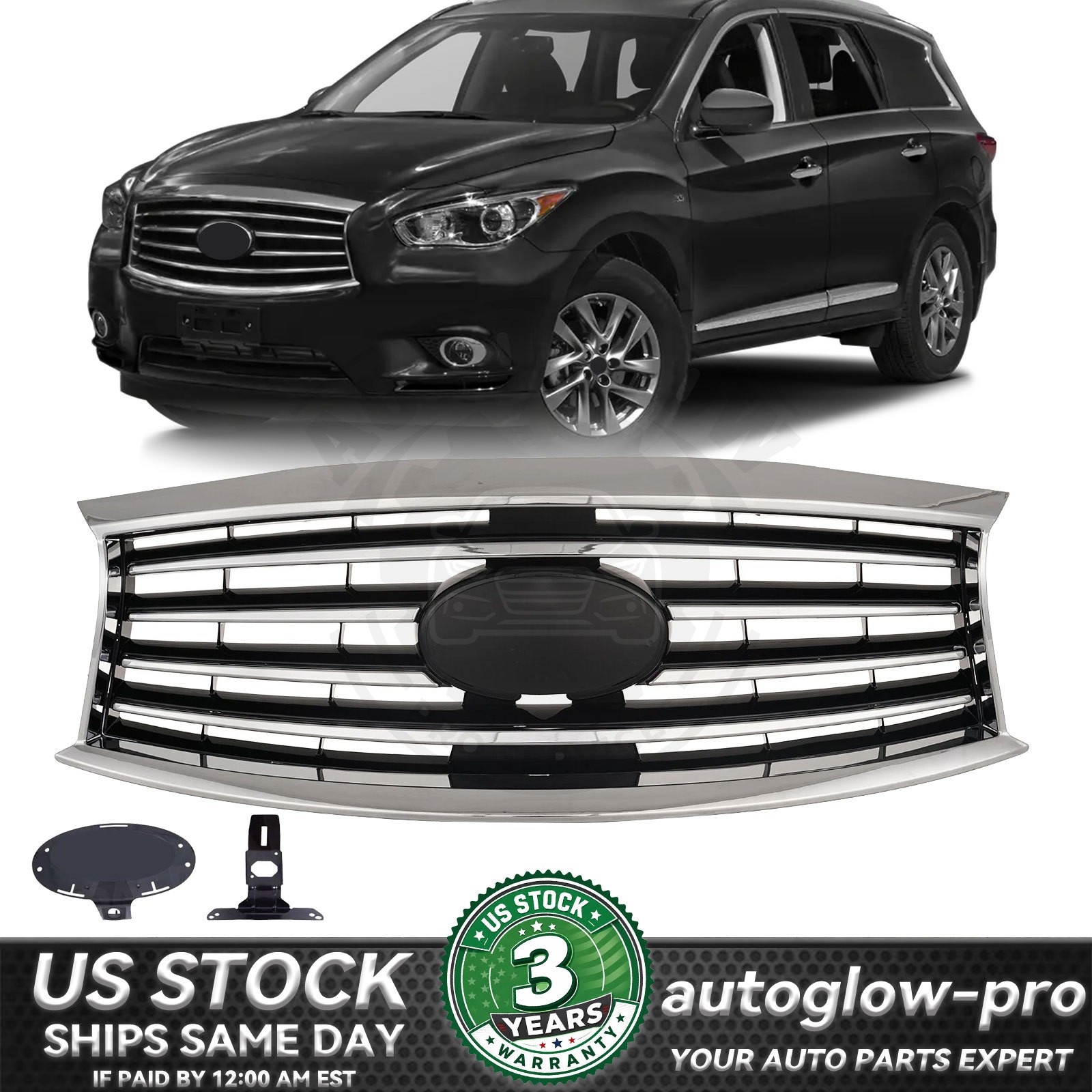 For 2013 2014 2015 Infiniti QX60 JX35 Front Chrome Grille IN1200123 623103JA0A