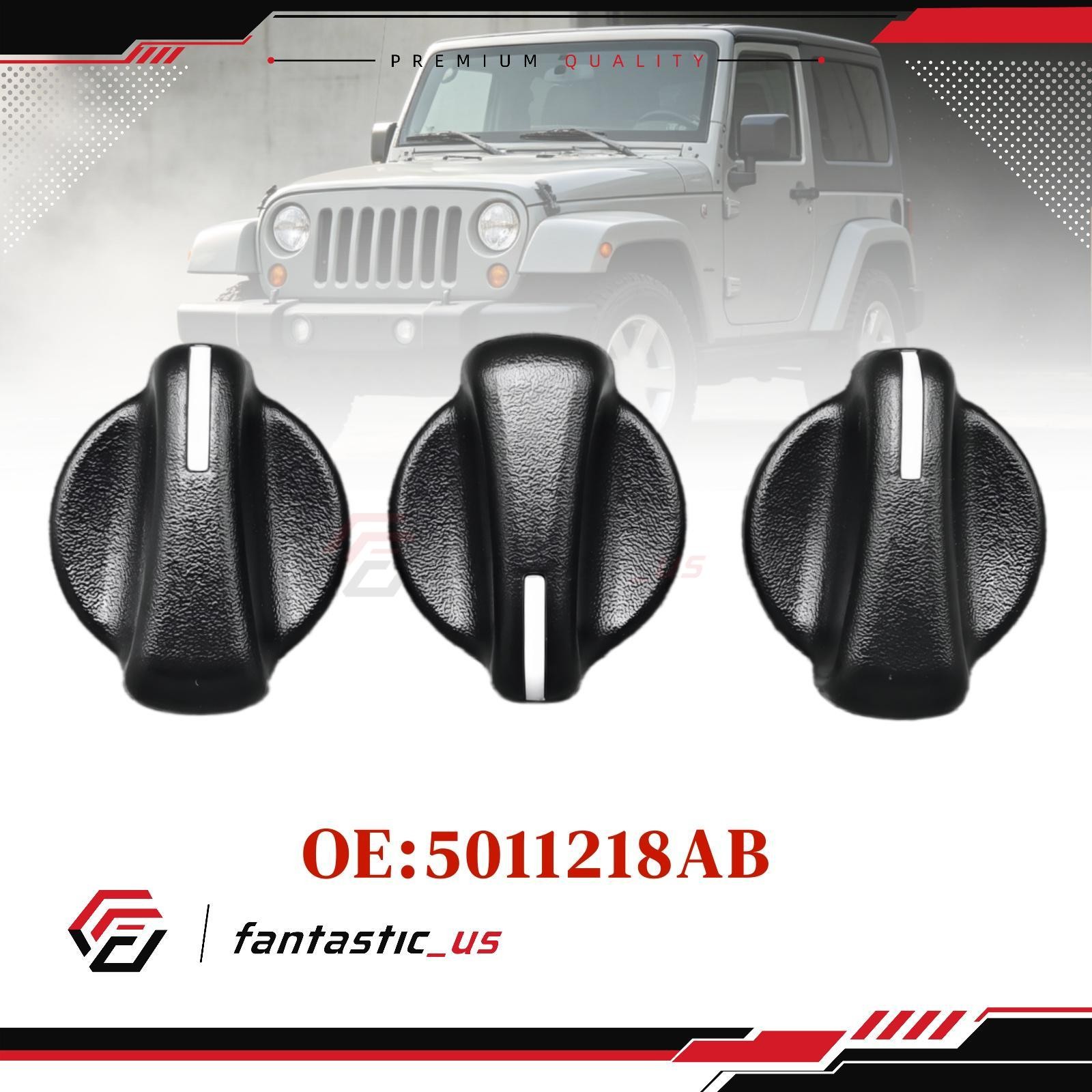 NEW 3x Control Knobs of Heater A/C Temperature HVAC FanFor 1999-06 Wrangler Jeep