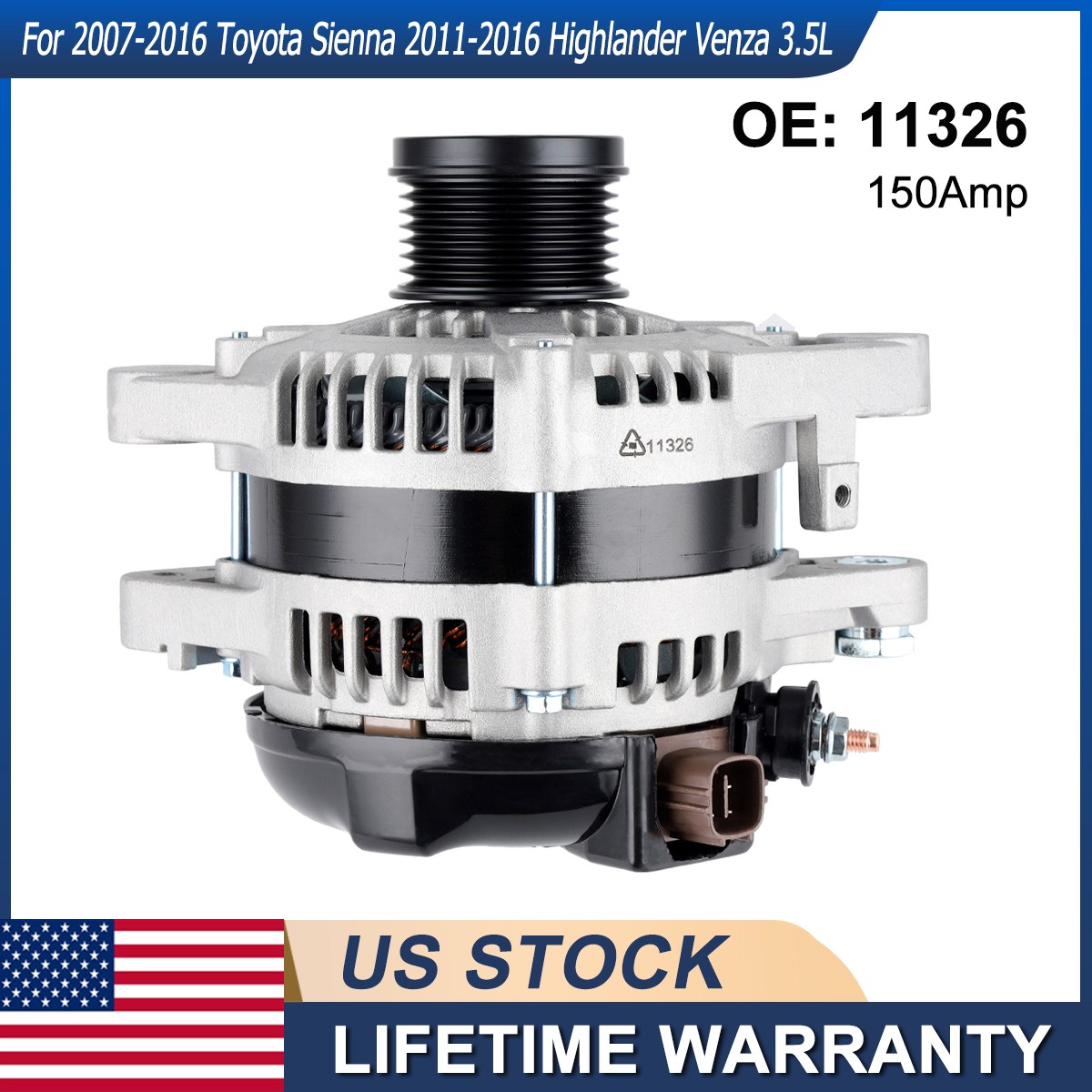 ALTERNATOR 11326 1042105510 FOR TOYOTA HIGHLANDER LEXUS RX350 2010-2016 2015 NEW