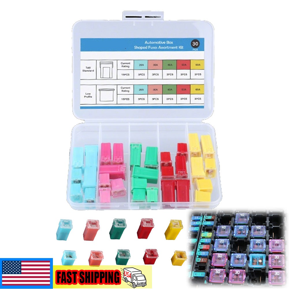 30Pieces Car Fuses Assortment Kit Tall/Standard and Low Profile Automotive Fuses 30Pieces Car Fuses Assortment Kit Tall/Standard and Low Profile Automotive Fuses