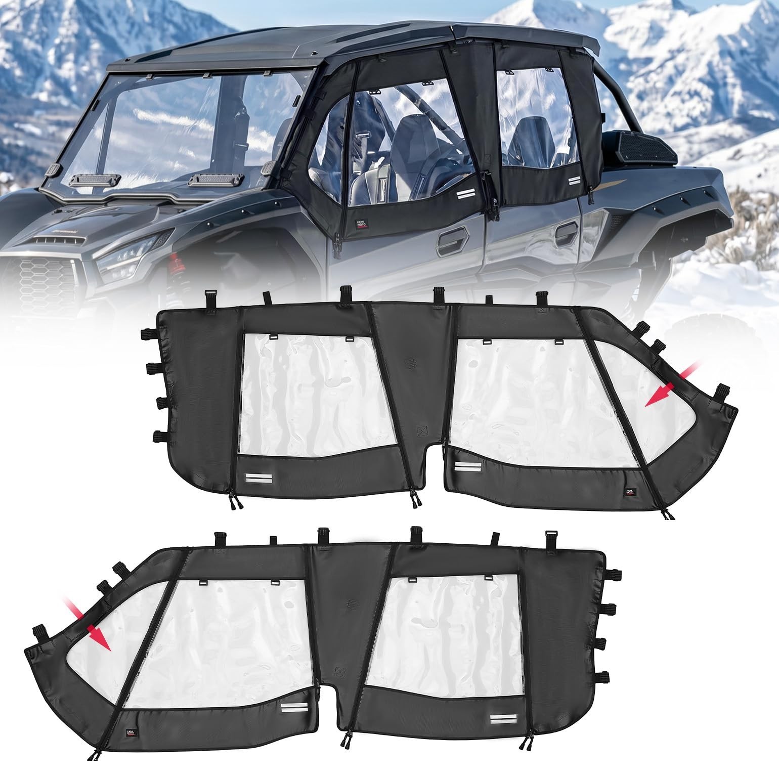 UTV Soft Upper Doors Cab Enclosure for Kawasaki Teryx KRX 4 1000 2023-2026