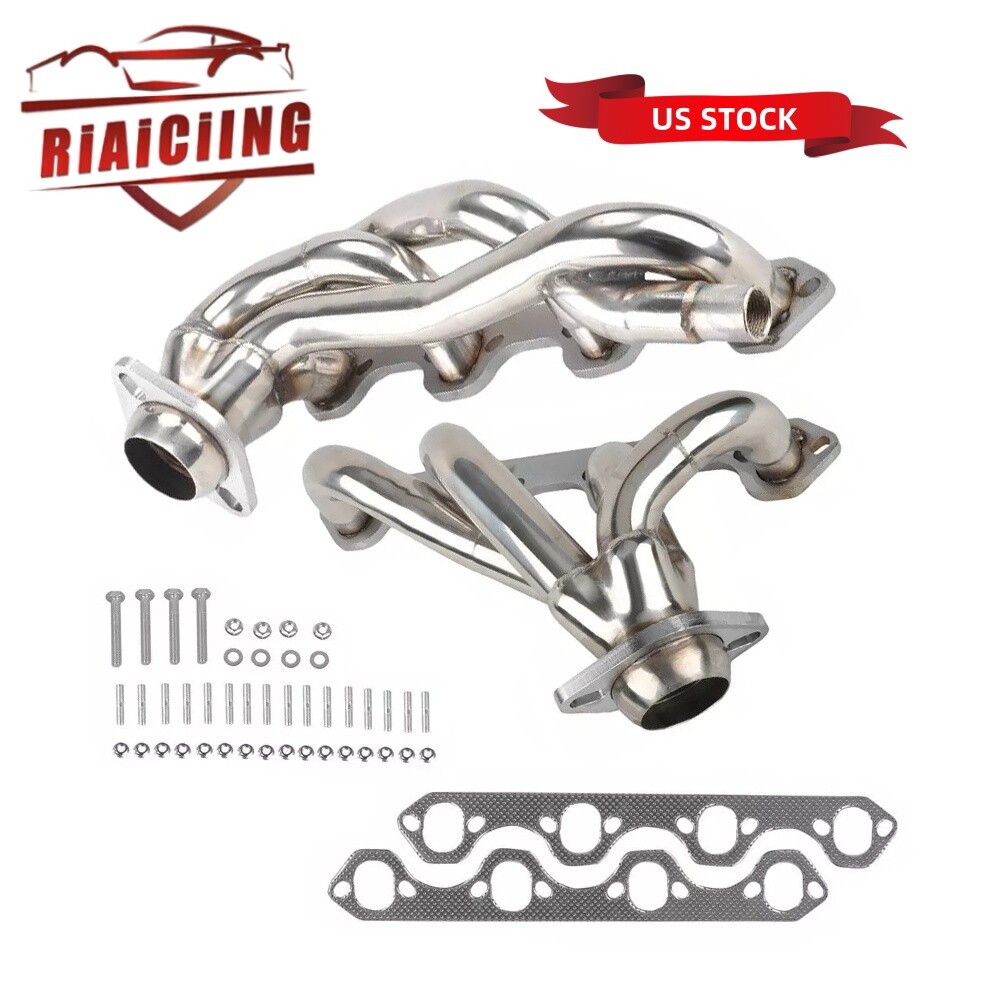 for 1987-1996 Ford F150 F250 Bronco 5.8L V8 Stainless Shorty Manifold Headers US