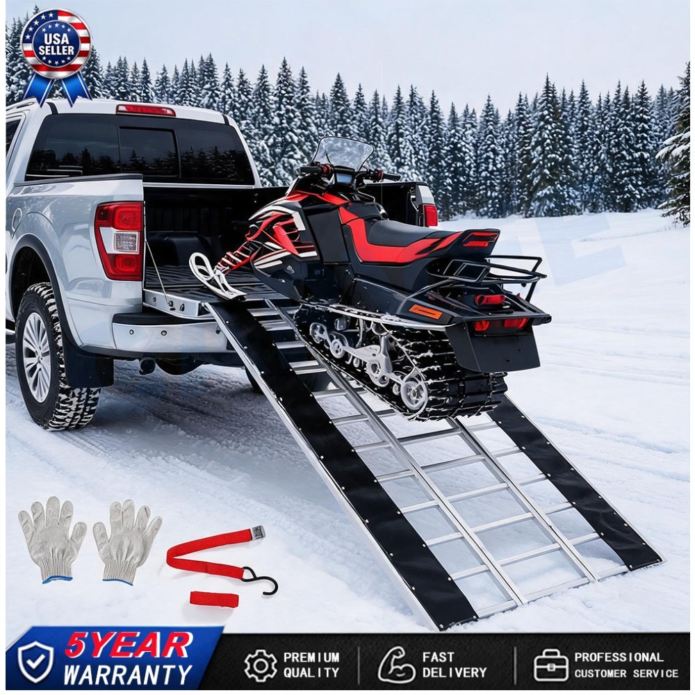 Aluminum Tri-Fold Loading Ramp 85 x 54 in 1500 lb for Snowmobile, ATV and UTV