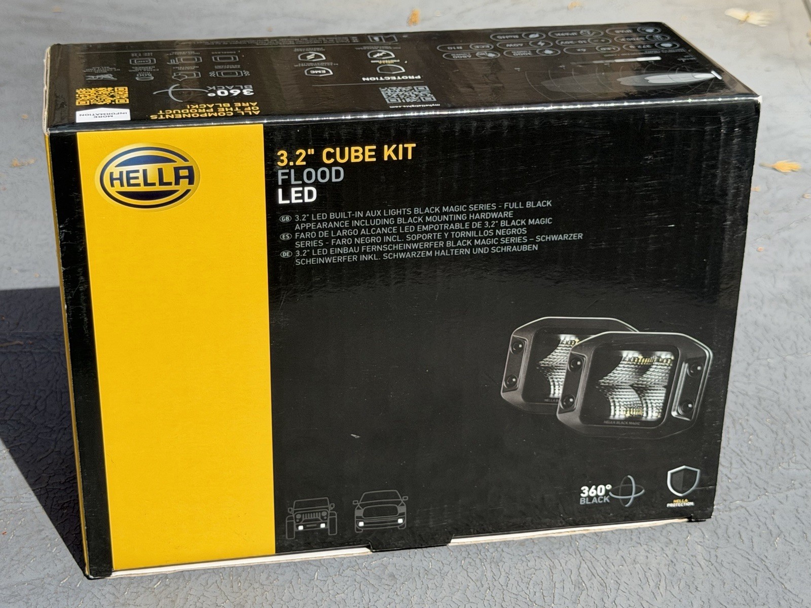 Hella Black Magic 3.2” Cube Kit Flood LED Lights All Black New Hella Black Magic 3.2” Cube Kit Flood LED Lights All Black New