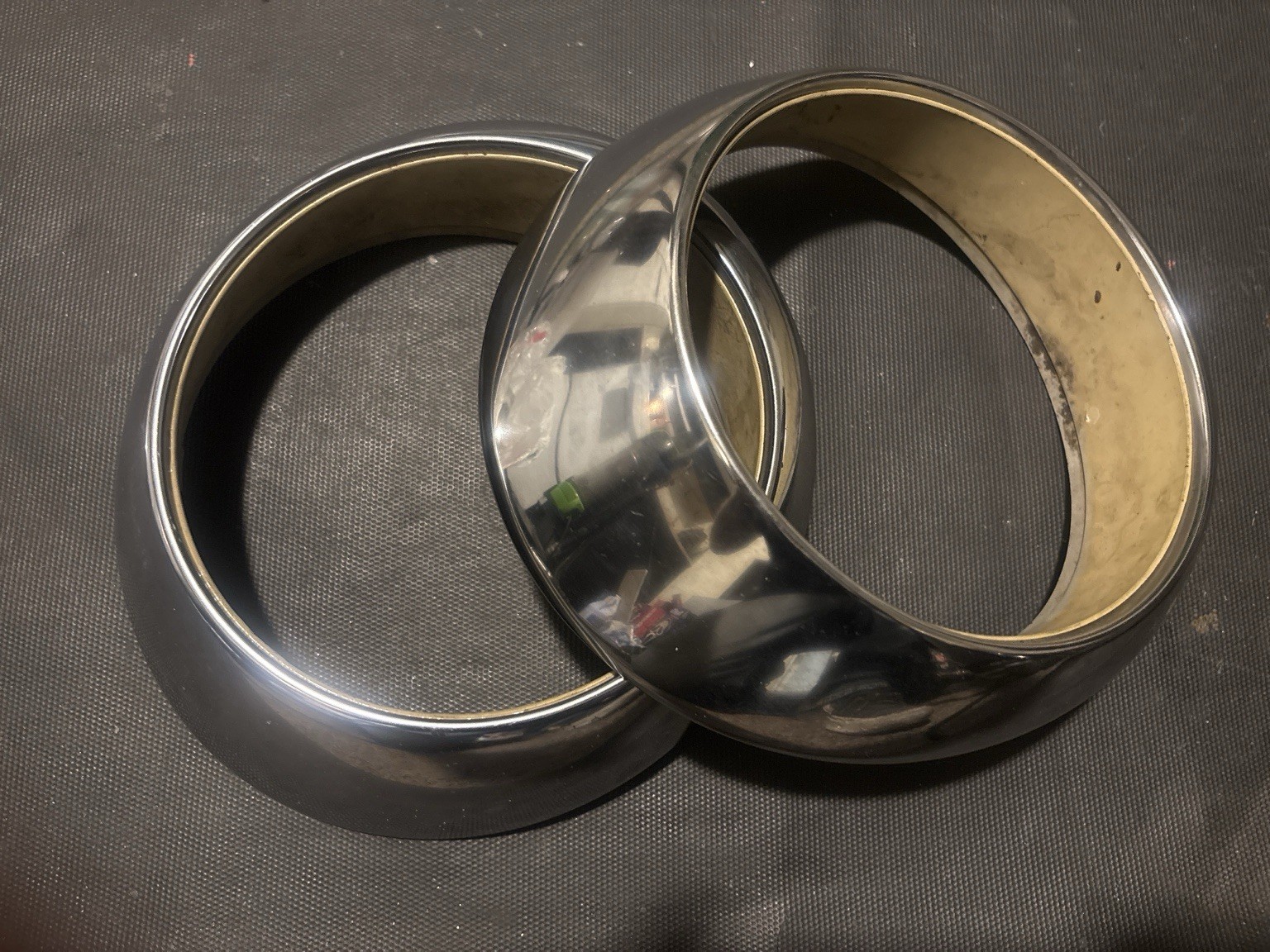 : Original Hella Porsche 911 912 Chrome Headlight Trim Rings Sugar Scoop Pair