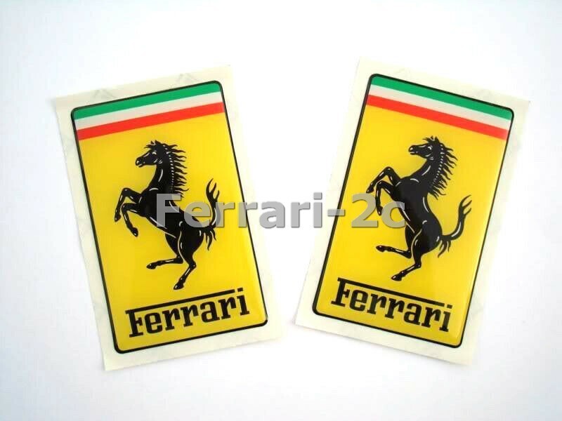 2x NEW Large Ferrari Genuine Hood Bonnet Emblem Resin Coated Badge Shield Decal 