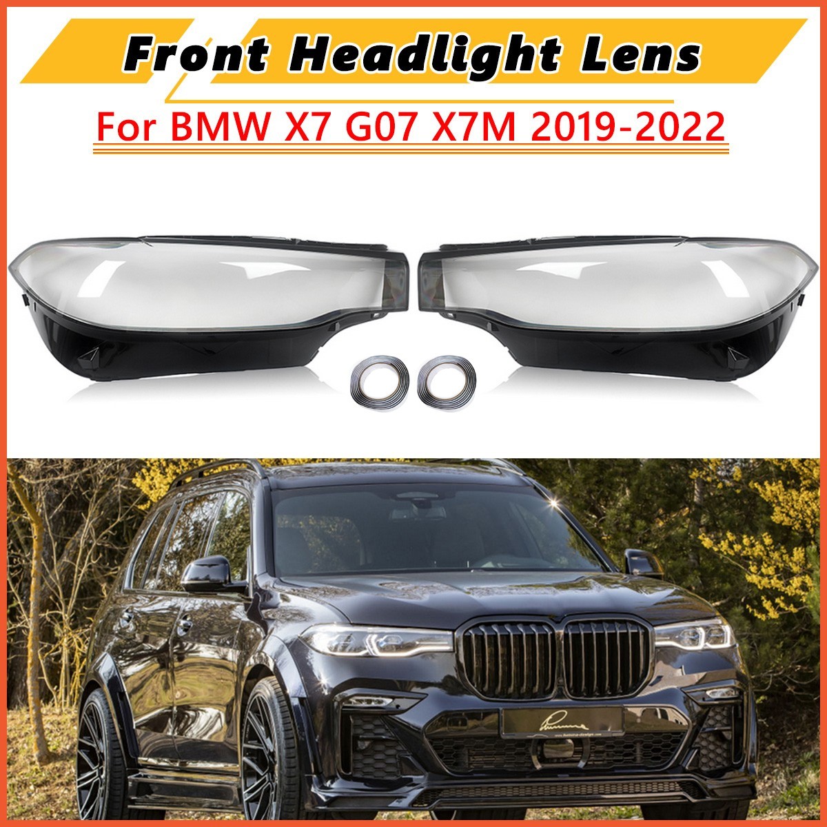 Left Right Front Headlight Lens Cover Headlamp Pair For BMW G07 X7 2019-2022
