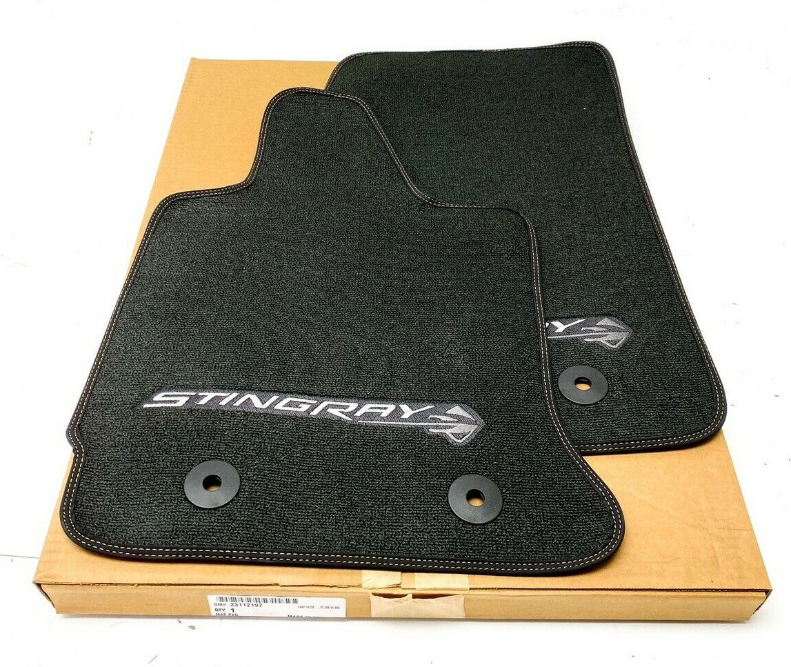 Floor Mats Black Kalahari Stingray Logo 2014-2020 Chevrolet Corvette 23112197 