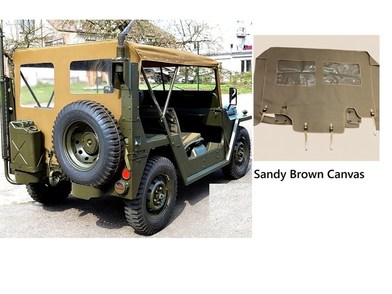Canvas Summer Soft Top Fits M151,M151A1,M151A2 MUTT Military Truck- Sandy Brown